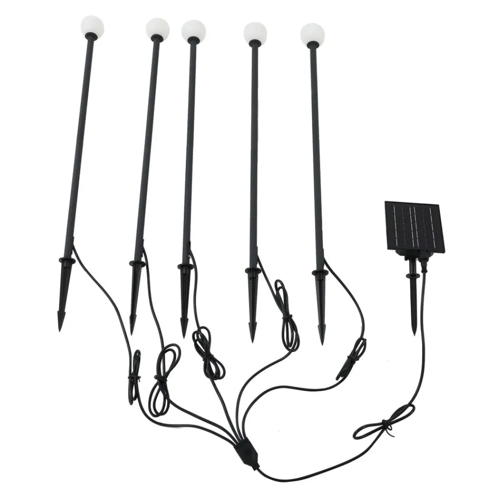 Lindby Solcellelamper|Udendørs Spot>LED-solcellelampe Freydis, sæt med 5, sort, 2.000 K