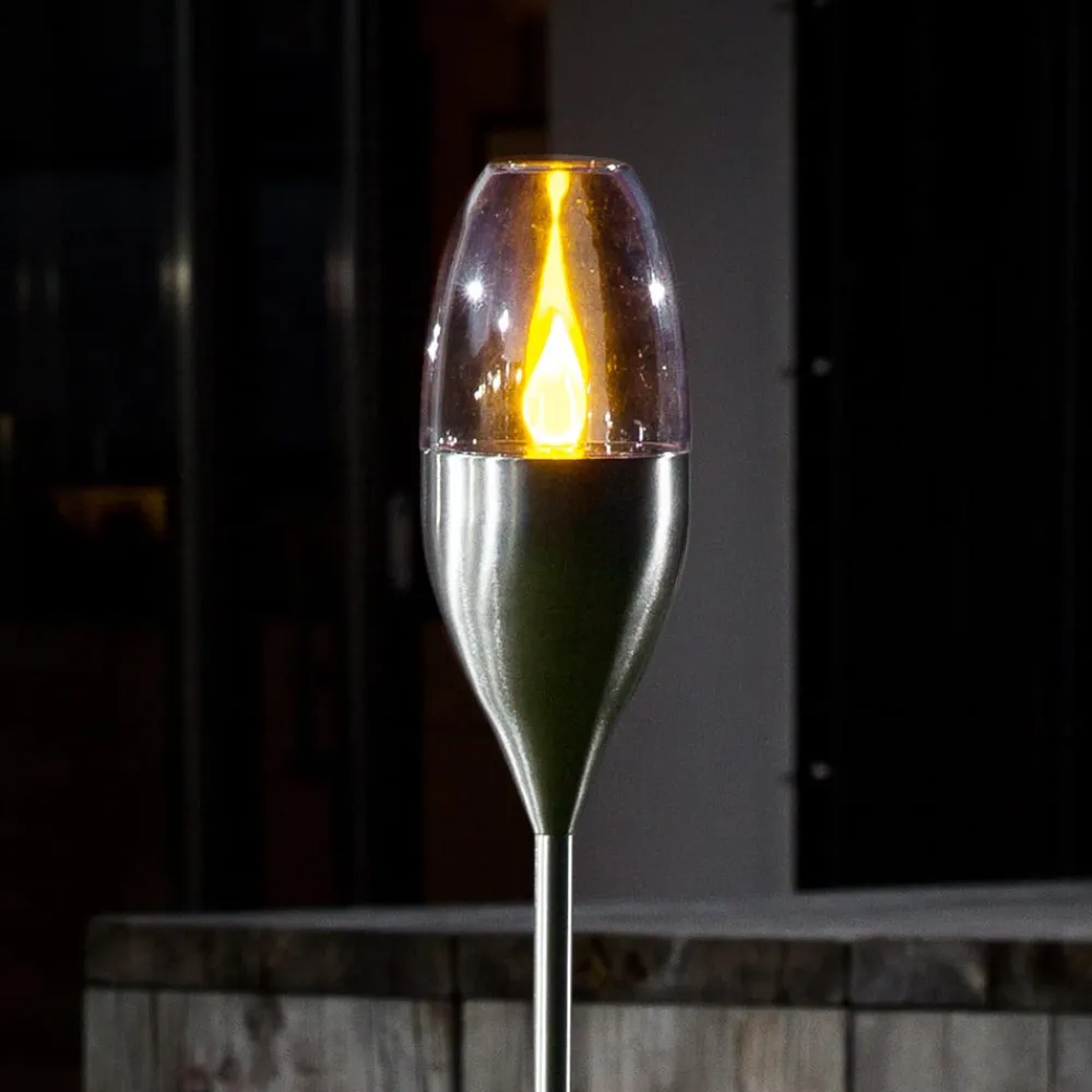 LED-solcellelampe Jari, højde 122 cm, stål, klar^Lindby