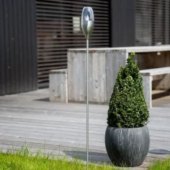 LED-solcellelampe Jari, højde 122 cm, stål, klar^Lindby