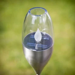 LED-solcellelampe Jari, højde 122 cm, stål, klar^Lindby