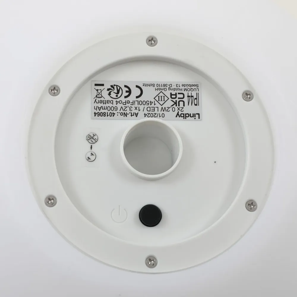 LED-solcellelampe Lago, Ø 30 cm, kugle, jordspyd, hvid^Lindby Discount