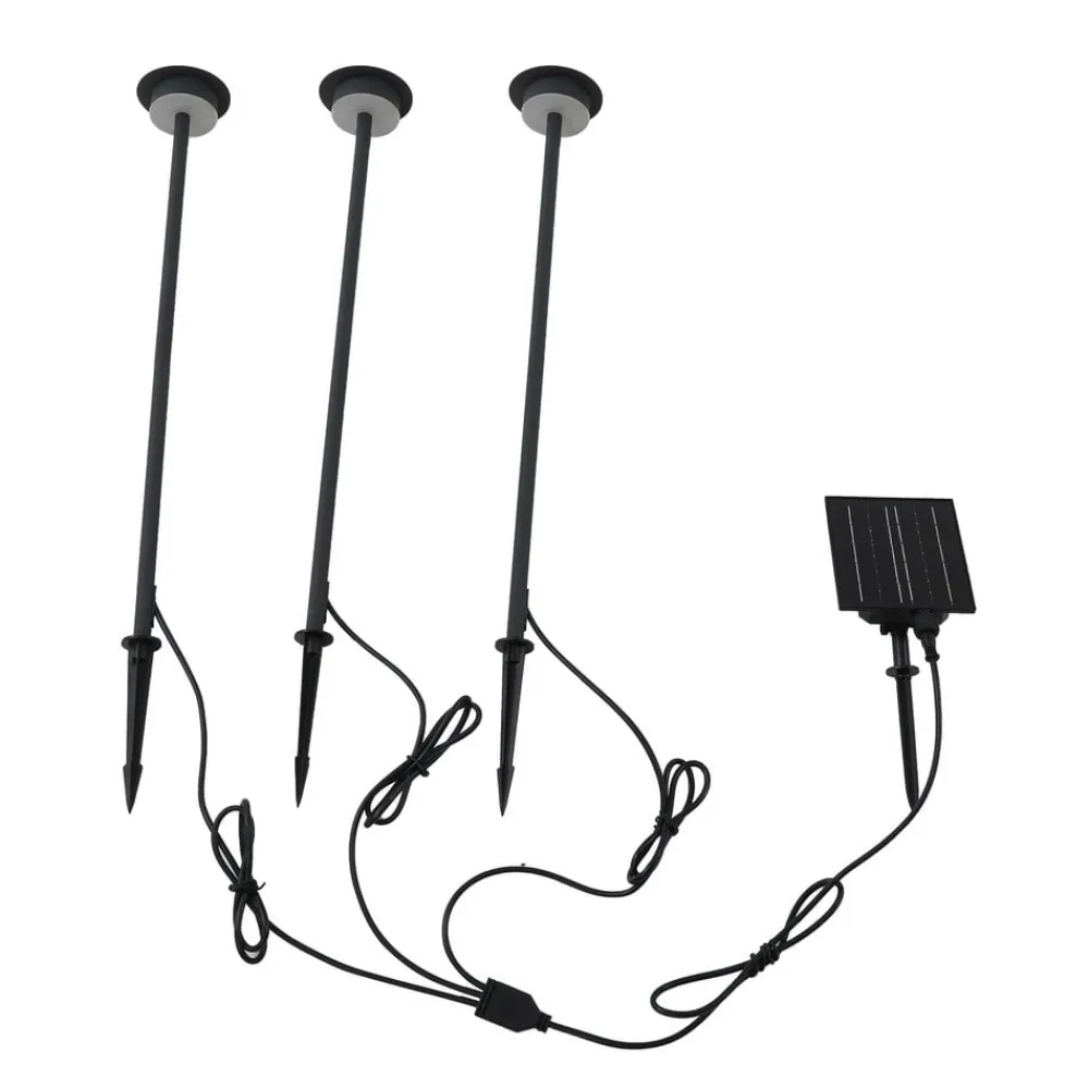 LED-solcellelampe Lyris, sæt med 3, sort, aluminium, 3.000K^Lindby