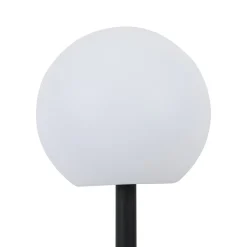 Lindby LED-solcellelampe Lago, Ø 25 cm, kugle, jordspyd, hvid