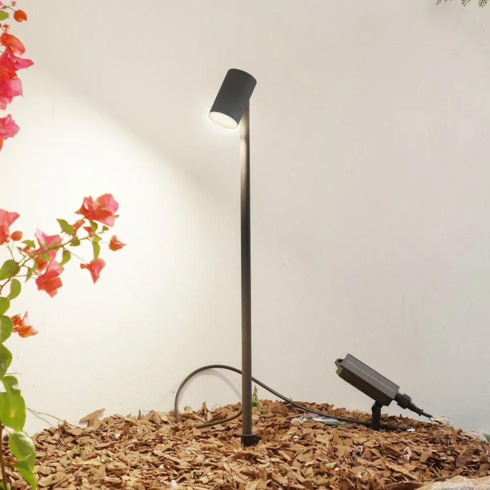 LED-solcellelampe Myric, sort, aluminium, 3.000 K^Lindby Online