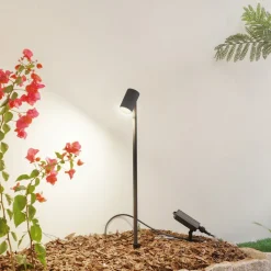 LED-solcellelampe Myric, sort, aluminium, 3.000 K^Lindby Online