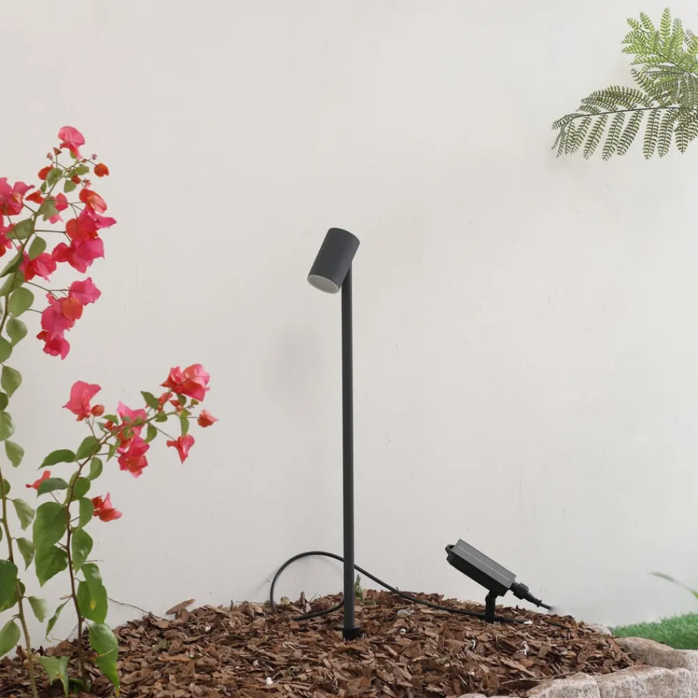 LED-solcellelampe Myric, sort, aluminium, 3.000 K^Lindby Online