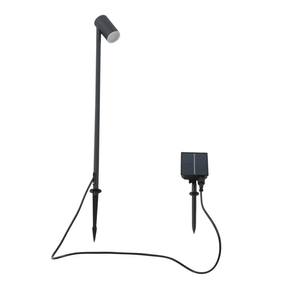 LED-solcellelampe Myric, sort, aluminium, 3.000 K^Lindby Online