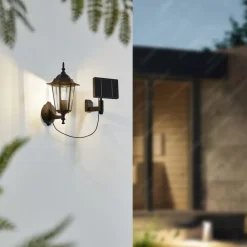 Lindby LED-solcellelampe Sayata, sort, aluminium, lygte