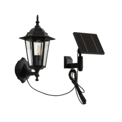 Lindby LED-solcellelampe Sayata, sort, aluminium, lygte