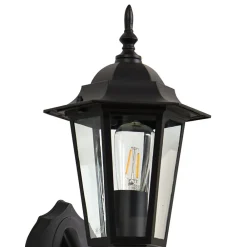 Lindby LED-solcellelampe Sayata, sort, aluminium, lygte