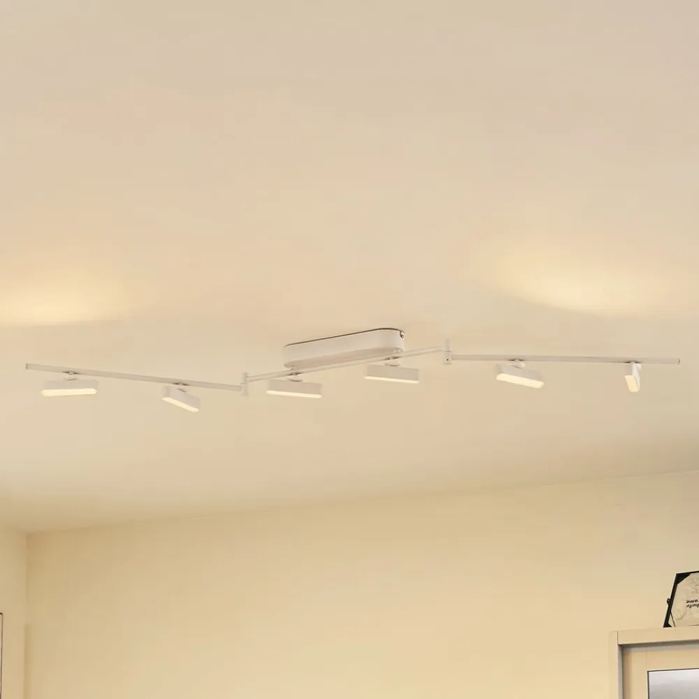 Lindby Loftlamper|Spotlights>LED-spotlight Eldrin, hvid, 6 lyskilder, lysliste