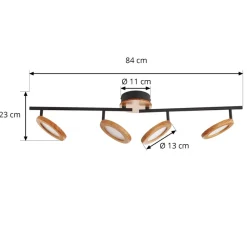 LED-spotlight Manel, træ, 84 cm lang, 4 lyskilder^Lindby Sale