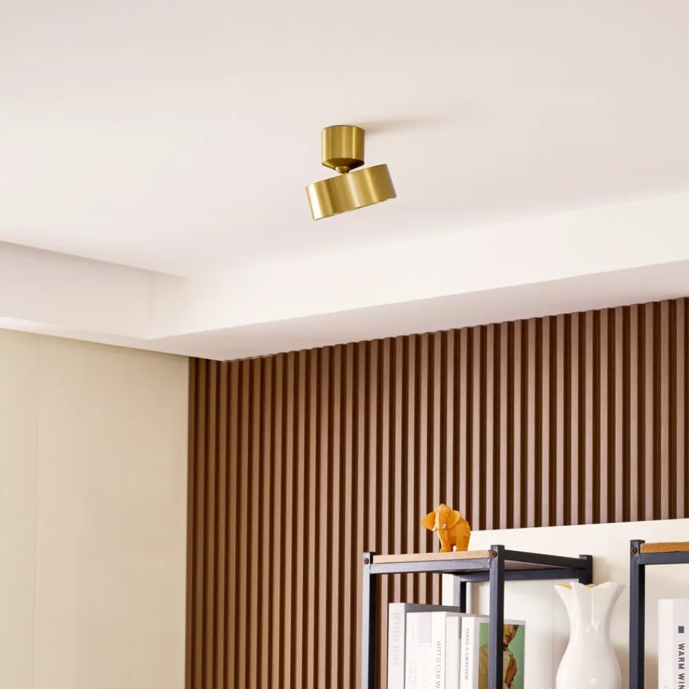 Lindby Loftlamper|Loftlamper>LED-spotlight Nivoria, Ø 14 cm, guldfarvet, drejeligt monteret