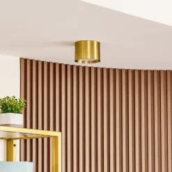 Lindby LED-spotlight Nivoria, Ø 12 cm, guldfarvet, metal