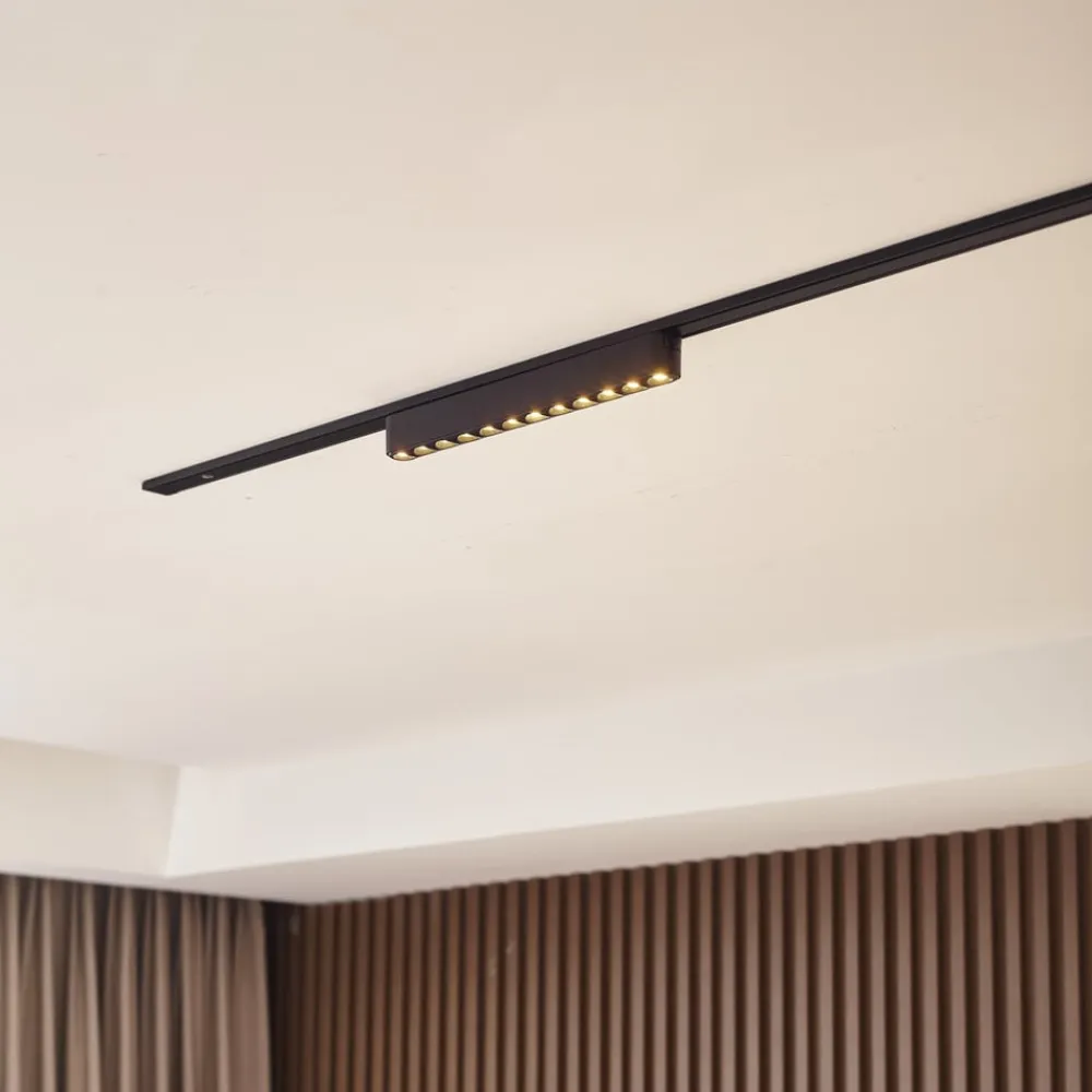 Lindby Skinnesystem>LED-strip 48V Lumaro,sort,12 punkter,2,4cm,dæmpbar