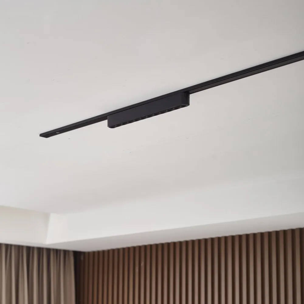 Lindby Skinnesystem>LED-strip 48V Lumaro,sort,12 punkter,2,4cm,dæmpbar