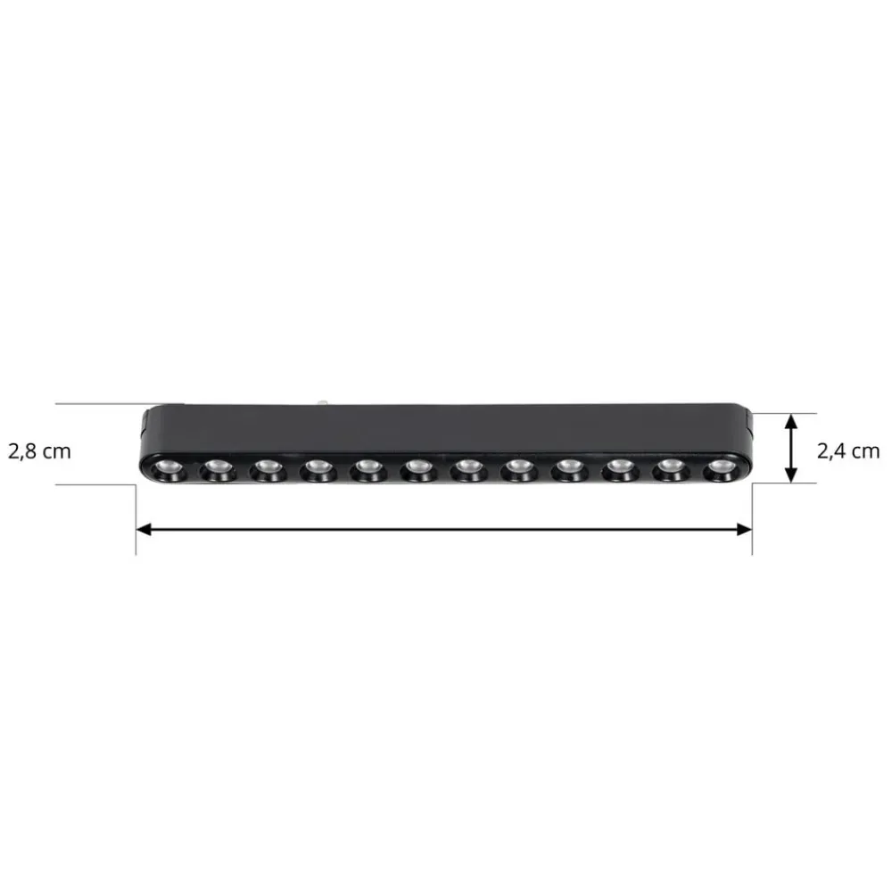 Lindby Skinnesystem>LED-strip 48V Lumaro,sort,12 punkter,2,4cm,dæmpbar