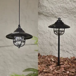 Lindby LED-udendørslampe Ketil, sort, jordspyd, batteri