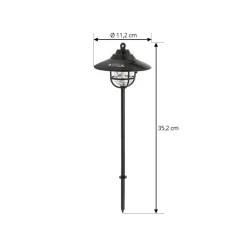 Lindby LED-udendørslampe Ketil, sort, jordspyd, batteri