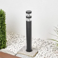 Lindby Gadebelysning>LED-vejlampe Lanea, 60 cm, sort, stål, IP44