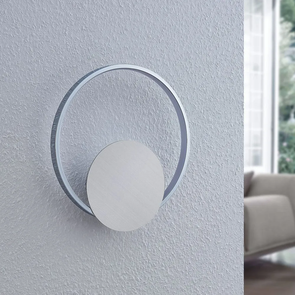 Lindby LED-væglampe Anays, Ø 32 cm, krom/klar, plast