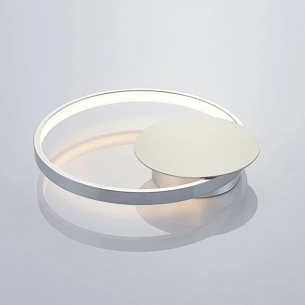 Lindby LED-væglampe Anays, Ø 32 cm, krom/klar, plast