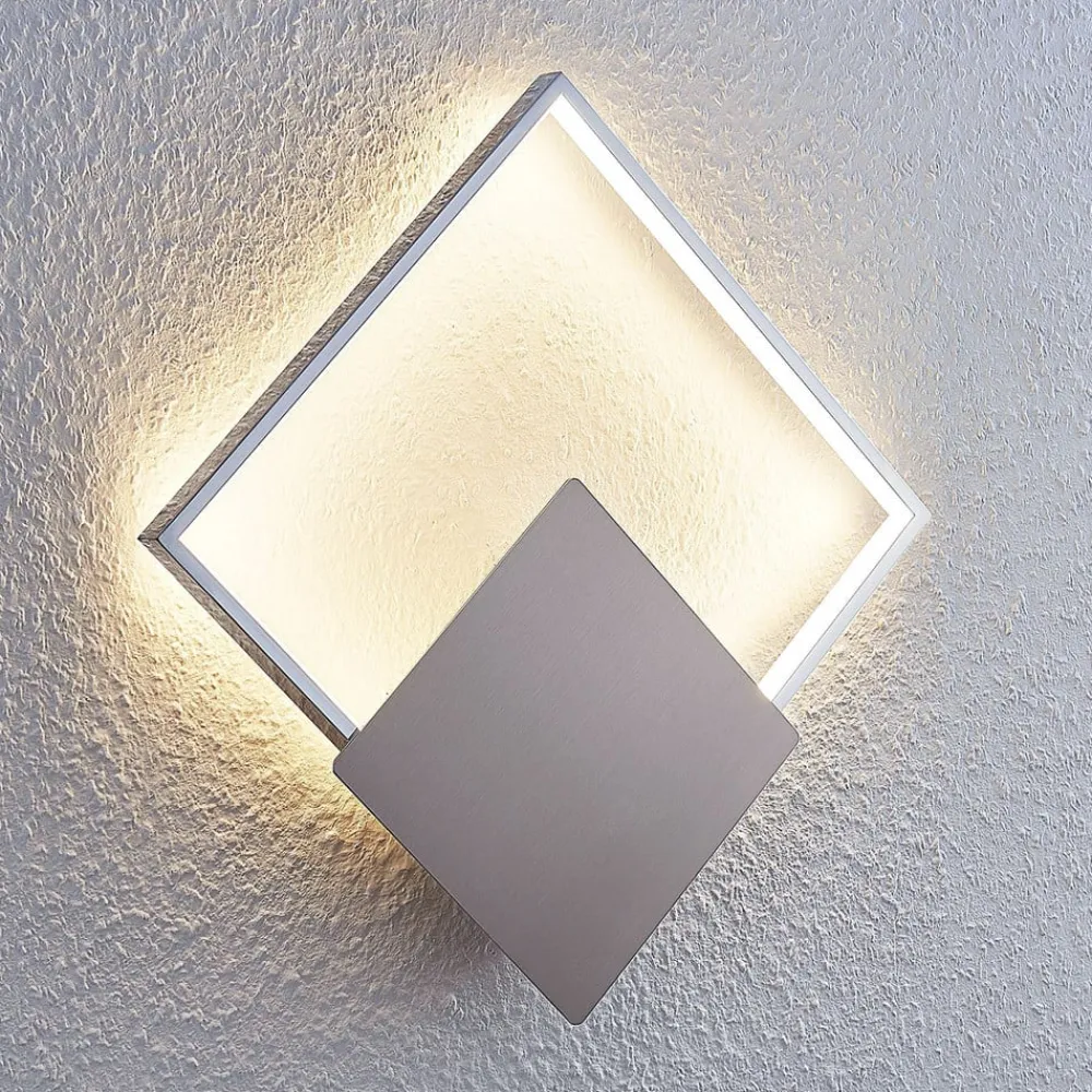 Lindby LED-væglampe Anays, 32 cm x 32 cm, krom/klar