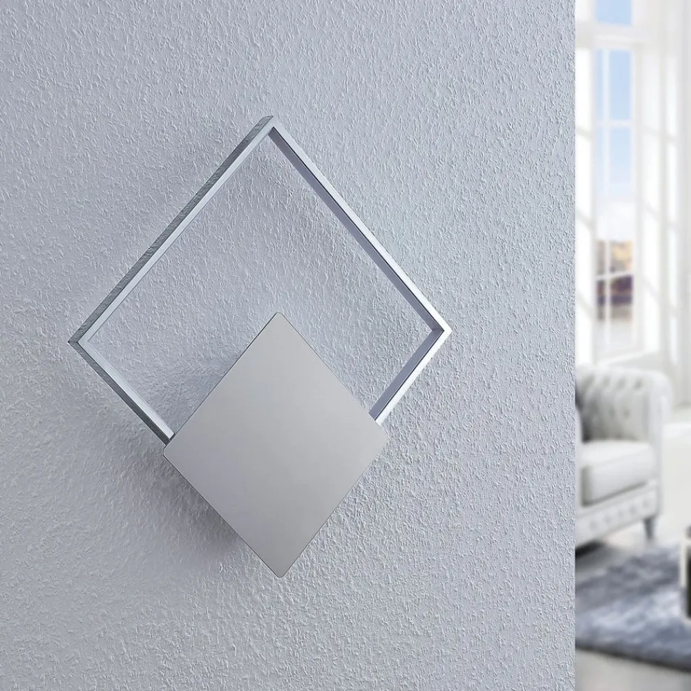 Lindby LED-væglampe Anays, 32 cm x 32 cm, krom/klar