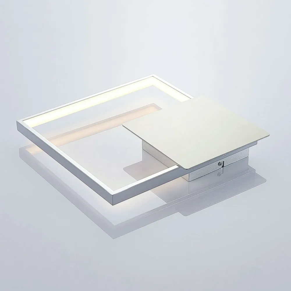 Lindby LED-væglampe Anays, 32 cm x 32 cm, krom/klar