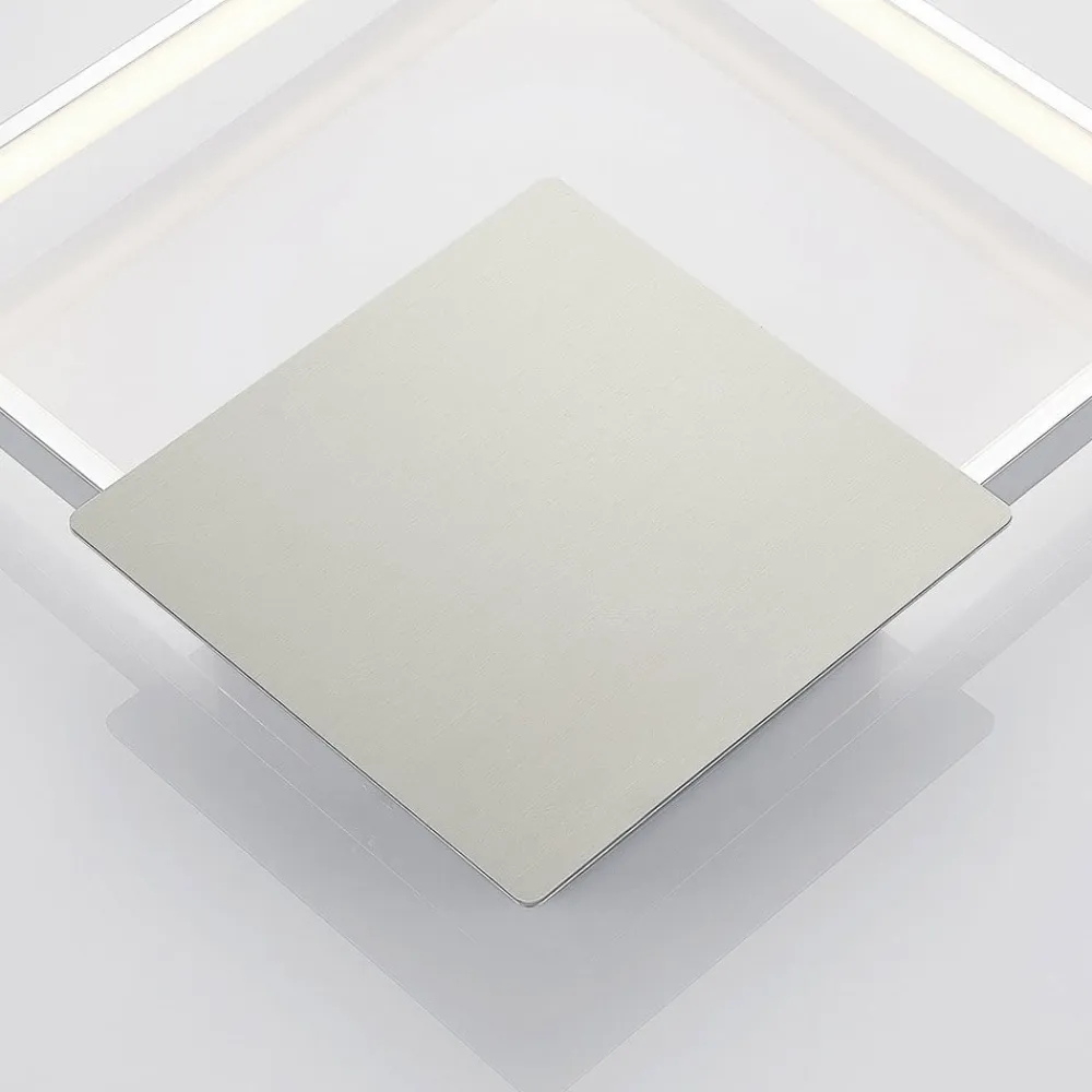 Lindby LED-væglampe Anays, 32 cm x 32 cm, krom/klar