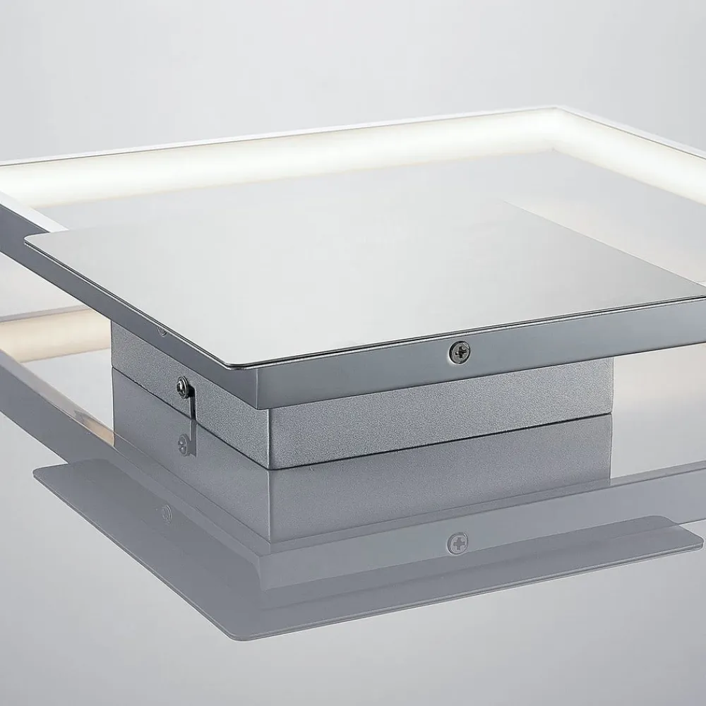 Lindby LED-væglampe Anays, 32 cm x 32 cm, krom/klar