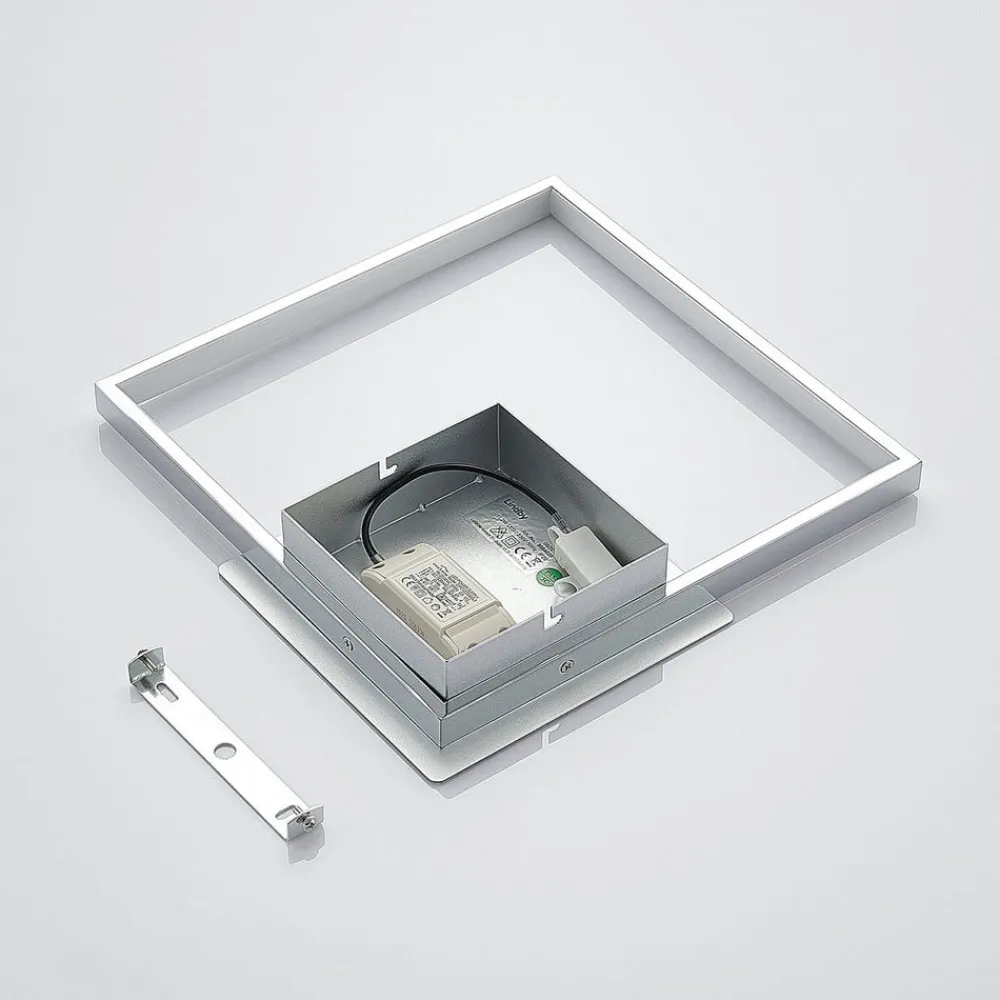 Lindby LED-væglampe Anays, 32 cm x 32 cm, krom/klar