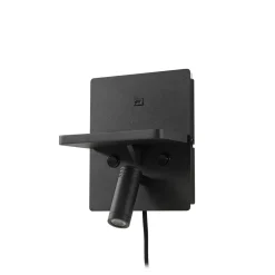 LED-væglampe Auden, sort, stik, ladestation^Lindby Outlet