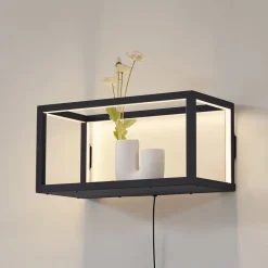 Lindby LED-væglampe Birta, stik, hylde, 51 cm, USB