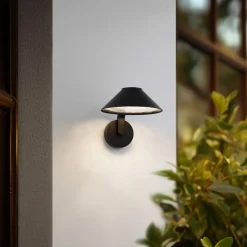 Lindby Terrassebelysning|Væglamper>LED-væglampe Capelo, sort, metal, Ø20cm