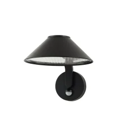 Lindby LED-væglampe Capelo, sort, metal, sensor, Ø20cm