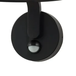 Lindby LED-væglampe Capelo, sort, metal, sensor, Ø20cm