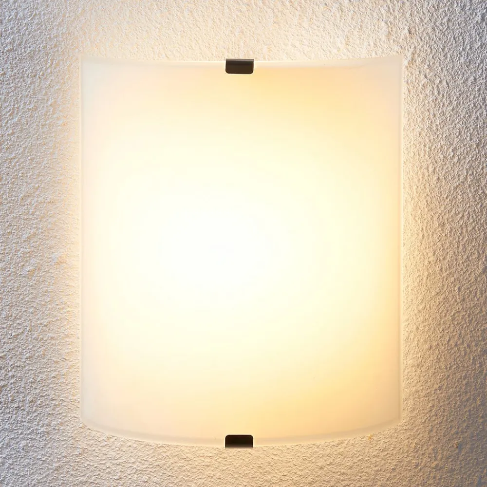 Lindby LED-væglampe Helmi, højde 21 cm, glas, halvcirkelformet