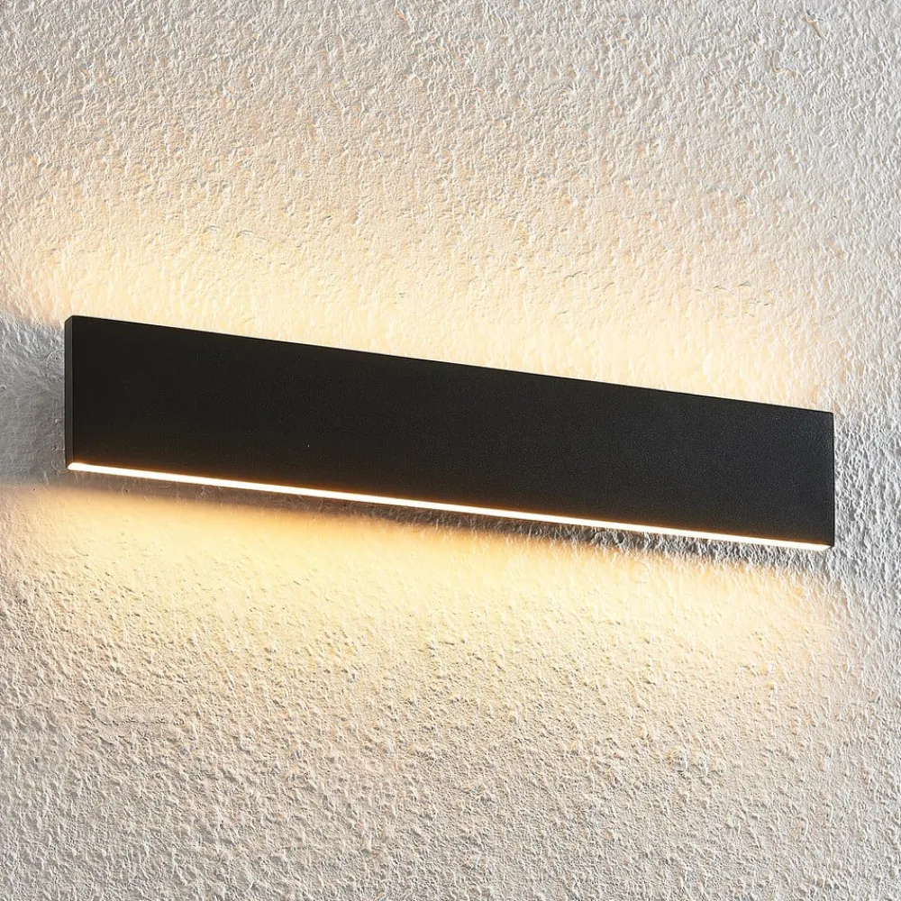 Lindby Pendellamper|Gang>LED-væglampe Ignazia, 47 cm, sort, metal, op/ned
