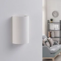 LED-væglampe Jenke, højde 16 cm, hvid, gips^Lindby New