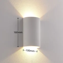 LED-væglampe Jenke, højde 16 cm, hvid, gips^Lindby New