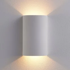 LED-væglampe Jenke, højde 16 cm, hvid, gips^Lindby New