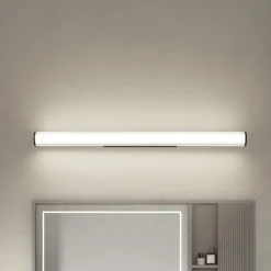 Lindby LED-væglampe Kirka, sort, metal, IP44, 90 cm, CCT