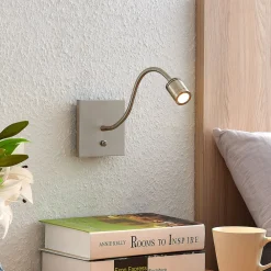Lindby Væglamper|Væglamper>LED-væglampe Legera, 11 cm, nikkelfarvet, fleksibel arm