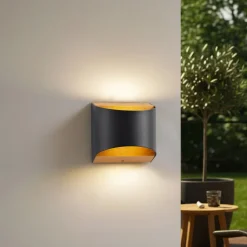 Lindby Terrassebelysning|Væglamper>LED-væglampe Lenore, sort, metal, 13 cm, IP44