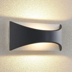 Lindby LED-væglampe Mathea, 30 cm, antracit, aluminium, IP65