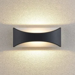 Lindby LED-væglampe Mathea, 30 cm, antracit, aluminium, IP65