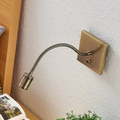 Lindby LED-væglampe Mayar, 2, messing, læselampe, 11 cm