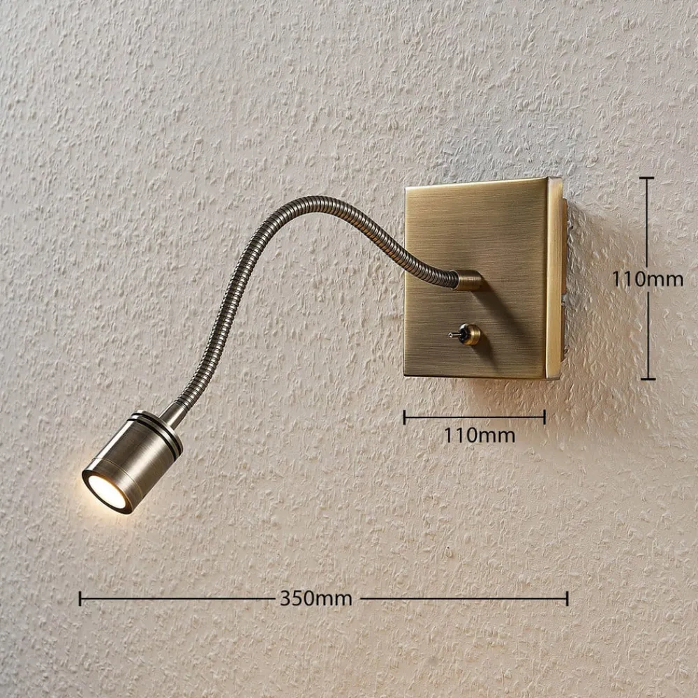 Lindby LED-væglampe Mayar, 2, messing, læselampe, 11 cm