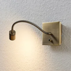 Lindby LED-væglampe Mayar, 2, messing, læselampe, 11 cm